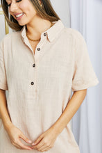 Load image into Gallery viewer, Zenana Iconic Scene Full Size Gauze Half Button Dress in Dusty Blush