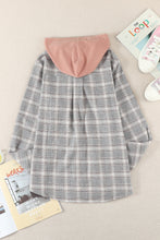 Load image into Gallery viewer, Plaid Drawstring Hooded Shirt Jacket