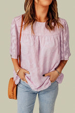 Load image into Gallery viewer, Floral Textured Ruffled Half Sleeve Babydoll Top