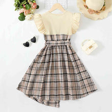 Load image into Gallery viewer, Plaid Round Neck Asymmetrical Dress