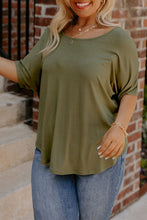 Load image into Gallery viewer, Green Plus Size Hollow-Out Back Slouchy Tee