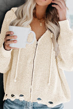 Load image into Gallery viewer, Zipper V-Neck Dropped Sleeve Hooded Solid Sweater