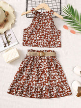 Load image into Gallery viewer, Floral Tank and Ruffle Hem Skirt Set