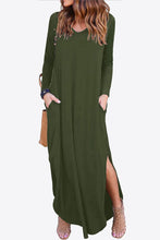 Load image into Gallery viewer, Split Long Sleeve V-Neck Maxi Dress