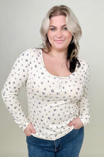 Load image into Gallery viewer, FawnFit Ditsy Floral Henley Long Sleeve Top