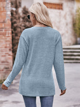 Load image into Gallery viewer, Double Take Buttoned Notched Neck Long Sleeve Top