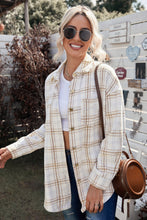Load image into Gallery viewer, Plaid Curved Hem Dropped Shoulder Longline Shirt Jacket