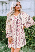 Load image into Gallery viewer, Leopard V-Neck Balloon Sleeve Babydoll Dress