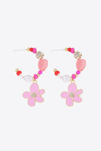 Load image into Gallery viewer, Flower C-Hoop Drop Earrings