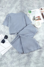 Load image into Gallery viewer, Cropped Tee And Wide Legs Pants Ribbed Knit Lounge Set