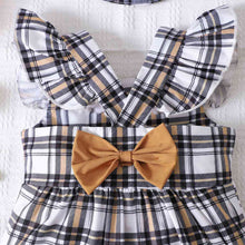 Load image into Gallery viewer, Plaid Square Neck Bow Detail Jumpsuit