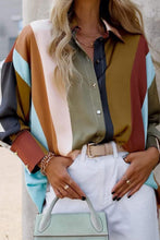 Load image into Gallery viewer, Multicolor Stripe Color Block Oversized Long Sleeve Shirt