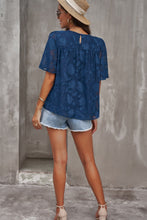 Load image into Gallery viewer, Floral Textured Ruffled Half Sleeve Babydoll Top