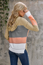 Load image into Gallery viewer, Zip-Up Raglan Sleeve Openwork Hooded Cardigan