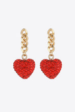 Load image into Gallery viewer, Rhinestone Heart Chain Drop Earrings