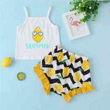 Load image into Gallery viewer, Summer Graphic Cami and Lemon Print Shorts Set