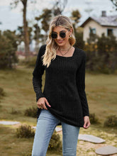 Load image into Gallery viewer, Ribbed Square Neck Long Sleeve Tee
