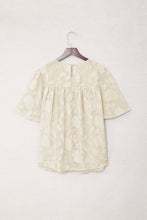 Load image into Gallery viewer, Floral Textured Ruffled Half Sleeve Babydoll Top