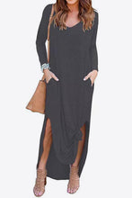 Load image into Gallery viewer, Split Long Sleeve V-Neck Maxi Dress