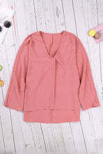 Load image into Gallery viewer, V Neck 3/4 Sleeve High Low Hem Shirt