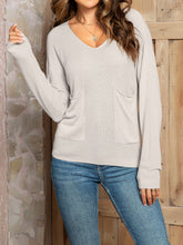 Load image into Gallery viewer, V-Neck Long Sleeve Knit Top with Pocket