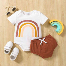Load image into Gallery viewer, Round Neck Rainbow Shape Bodysuit and Shorts Set