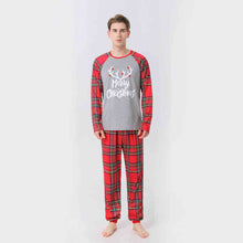 Load image into Gallery viewer, Men MERRY CHRISTMAS Graphic Top and Plaid Pants Set