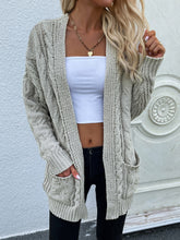 Load image into Gallery viewer, Woven Right Cable-Knit Open Front Cardigan with Front Pockets