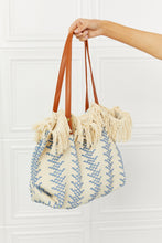 Load image into Gallery viewer, Fame Day Dreamer Weaved Fringe Tote Bag in Blue