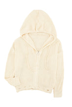 Load image into Gallery viewer, Zipper V-Neck Dropped Sleeve Hooded Solid Sweater
