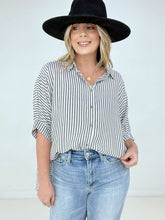 Load image into Gallery viewer, Zenana "Lucky Stripes" Oversized Striped Short Sleeve Button-Up Shirt