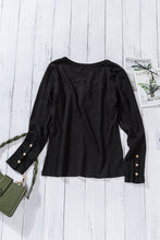 Load image into Gallery viewer, Crewneck Buttons Ribbed Knit Long Sleeve Top