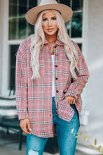 Load image into Gallery viewer, Plaid Curved Hem Dropped Shoulder Longline Shirt Jacket