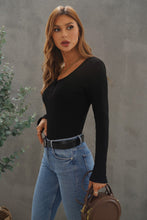 Load image into Gallery viewer, Crewneck Buttons Ribbed Knit Long Sleeve Top