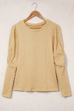 Load image into Gallery viewer, Solid Color Puffy Sleeve Textured Knit Top