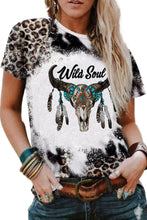 Load image into Gallery viewer, Skull Leopard Bleached Print Graphic Tee