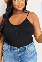 Load image into Gallery viewer, Zenana Full Size Quarter-Snap Ribbed Cami in Black