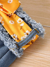 Load image into Gallery viewer, Girls Floral Cami and Belted Denim Shorts Set