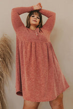 Load image into Gallery viewer, Green Plus Mineral Washed Ribbed Henley Dress