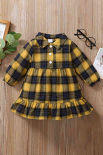 Load image into Gallery viewer, Girls Plaid Ruffled Shirt Dress