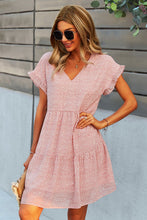 Load image into Gallery viewer, Printed V-Neck Short Sleeve Tiered Dress