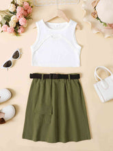 Load image into Gallery viewer, Girls Ribbed Tank and Skirt Set