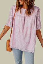 Load image into Gallery viewer, Floral Textured Ruffled Half Sleeve Babydoll Top