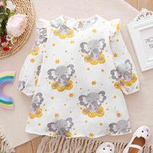 Load image into Gallery viewer, Printed Round Neck Ruffle Shoulder Dress