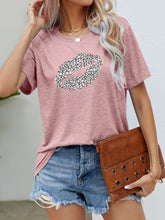 Load image into Gallery viewer, Leopard Lip Graphic Round Neck Tee