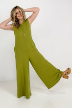 Load image into Gallery viewer, Jade By Jane Button Up Textured Wide Leg Jumpsuit
