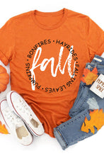 Load image into Gallery viewer, Orange Fall Letter Print Crew Neck Graphic T Shirt
