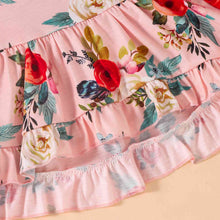 Load image into Gallery viewer, Girls Floral Round Neck Top and Lace Trim Distressed Jeans Set