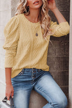 Load image into Gallery viewer, Solid Color Puffy Sleeve Textured Knit Top