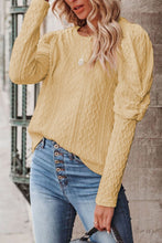 Load image into Gallery viewer, Solid Color Puffy Sleeve Textured Knit Top